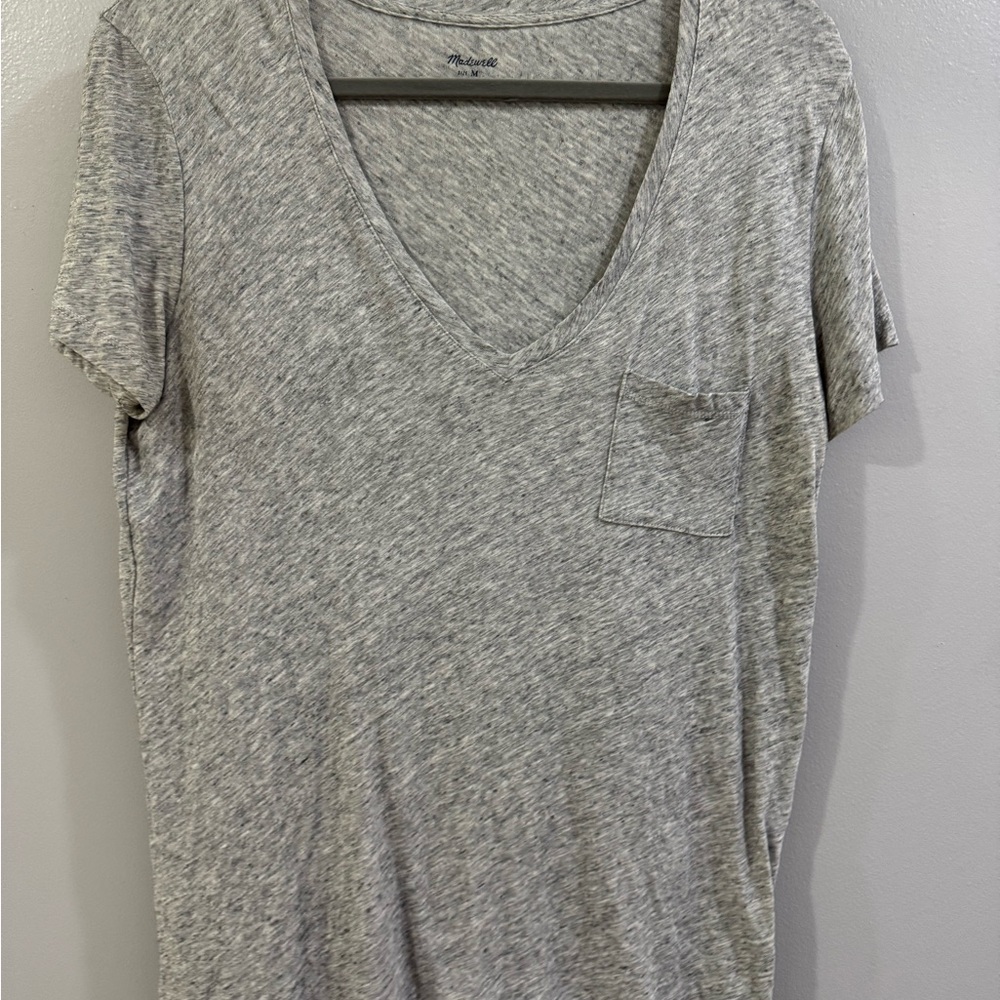 Madewell Heather Gray V-Neck Short Sleeve Tee